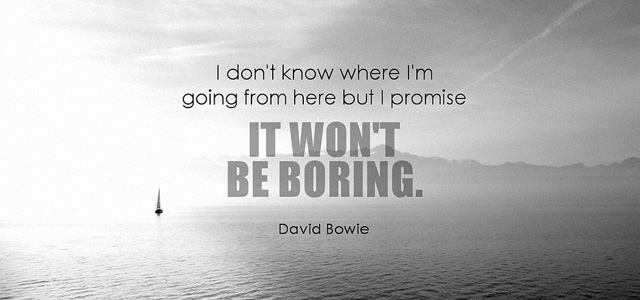 I don't know where I'm going from here, but I promise, it won't be boring ~ David Bowie